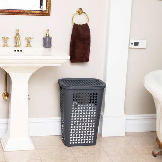 Mind Reader 50L Tapered Laundry Hamper with Swiss Cross Cut-Outs